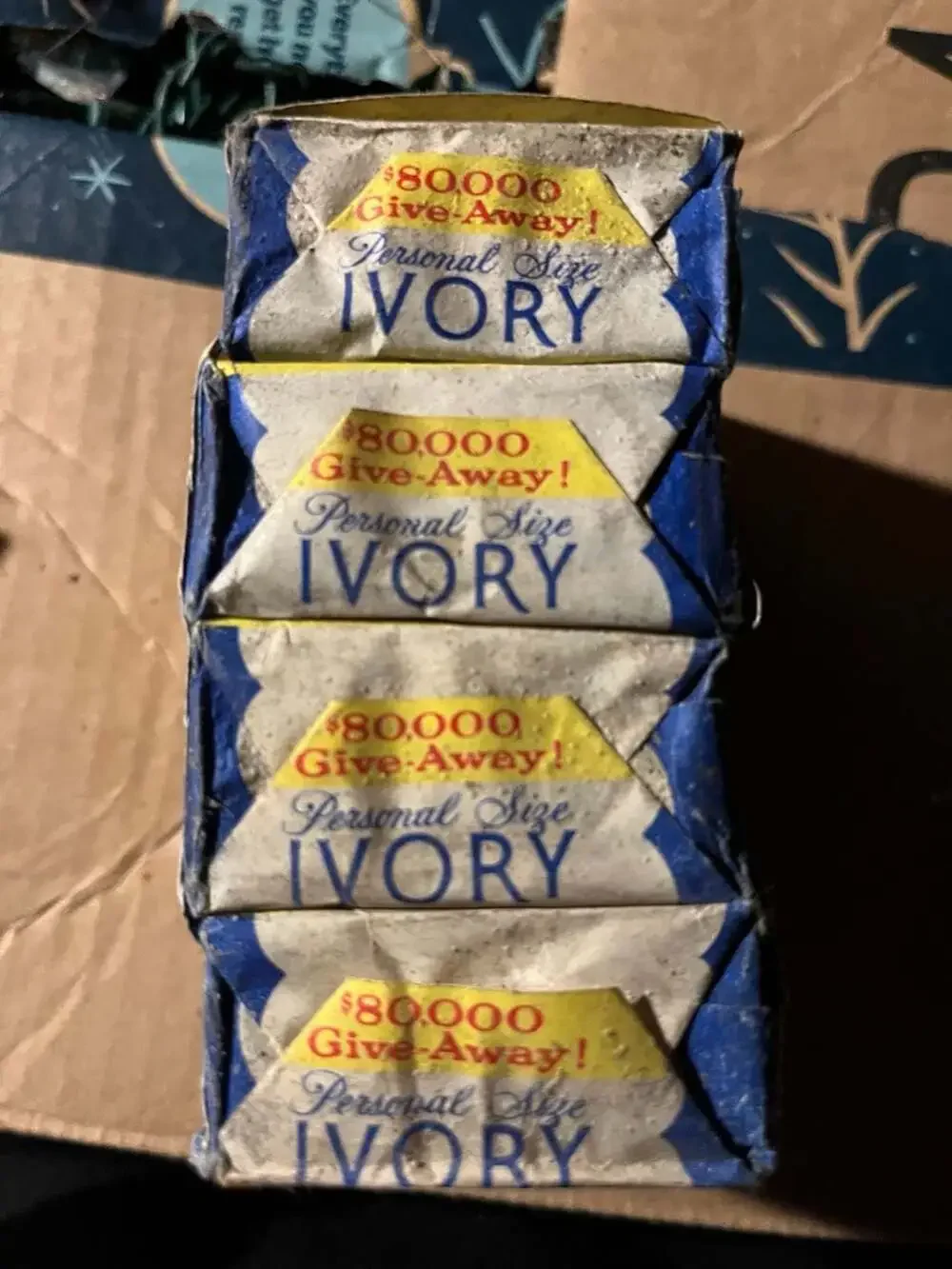 Set of 4 Vintage 1959 Personal Size Ivory Soap Bars with Original 80th Anniversa